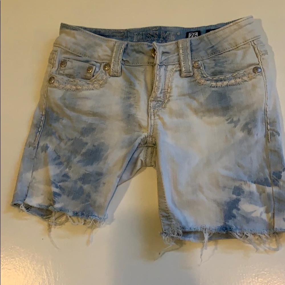Miss Me denim brand Irene Bermuda tie dye shorts